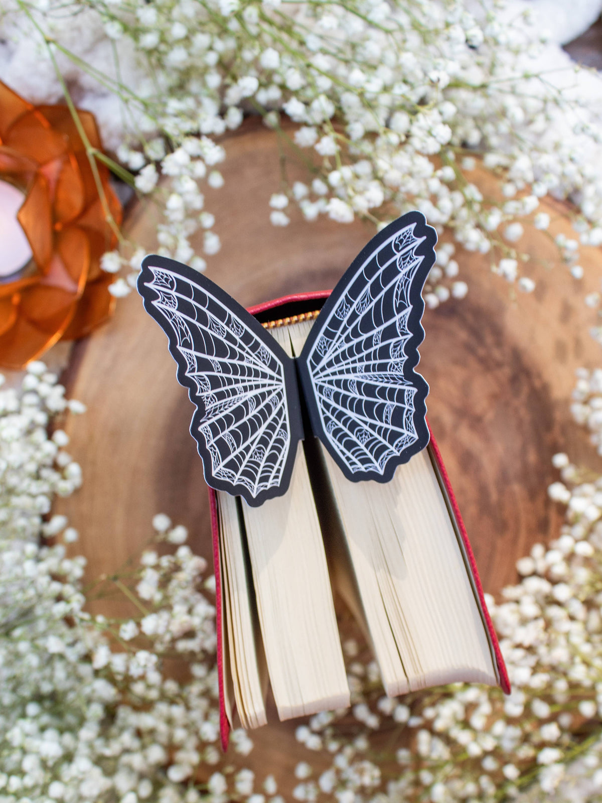 3D Spooky Spiderweb Butterfly Wings Die-Cut Bookmark