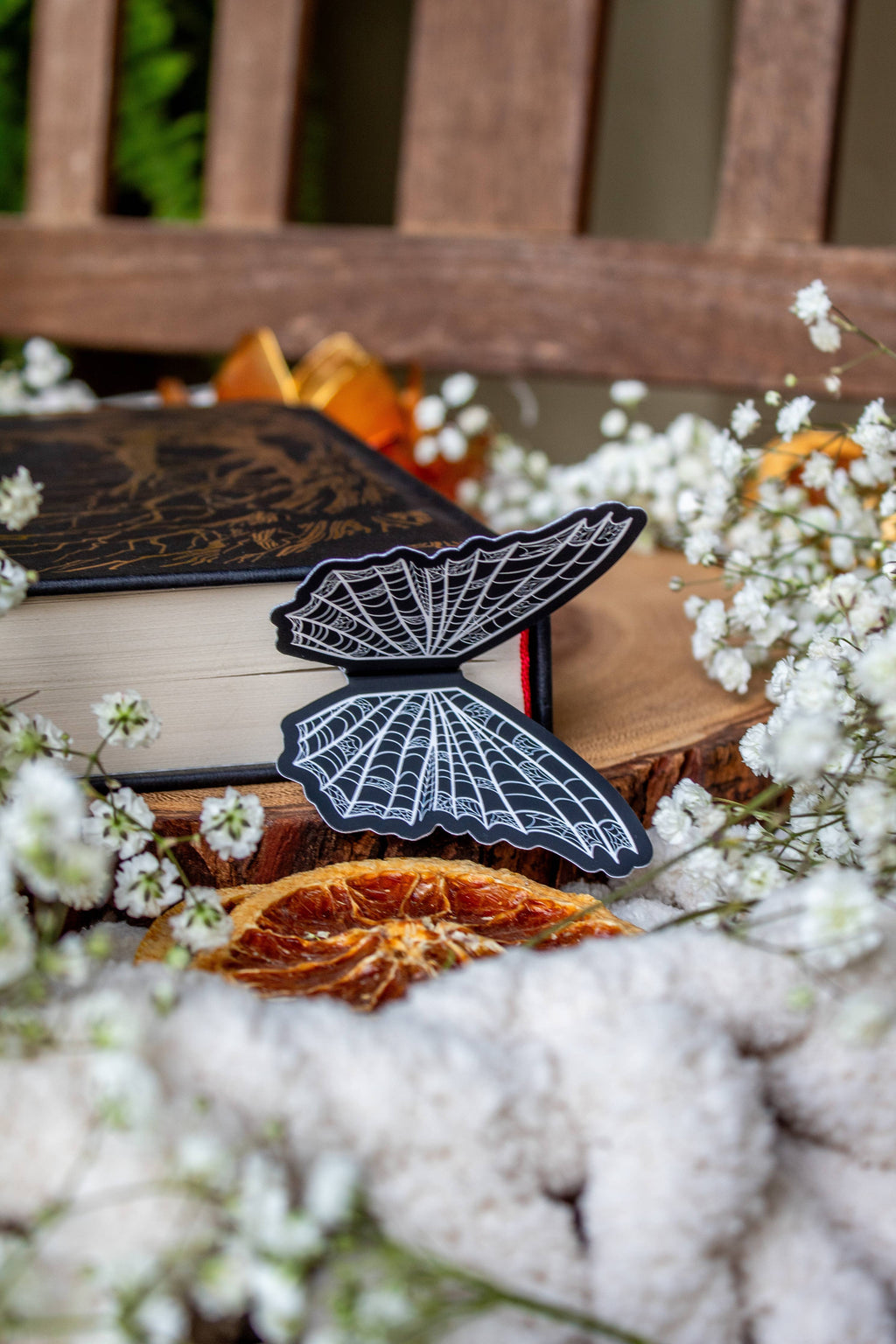 3D Spooky Spiderweb Butterfly Wings Die-Cut Bookmark