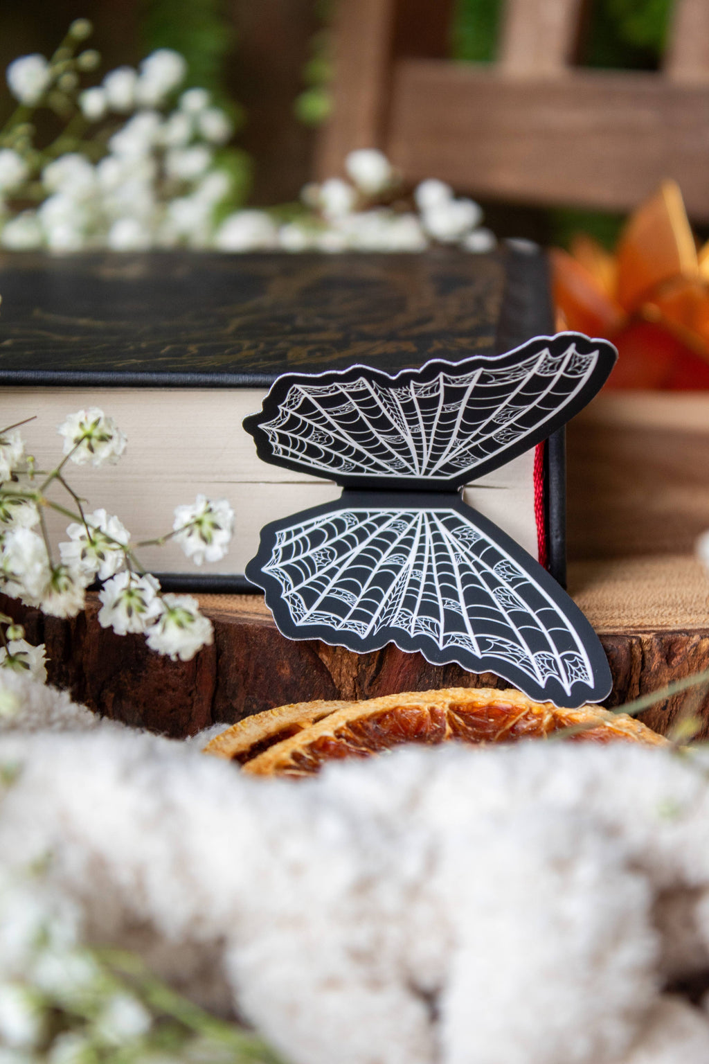 3D Spooky Spiderweb Butterfly Wings Die-Cut Bookmark