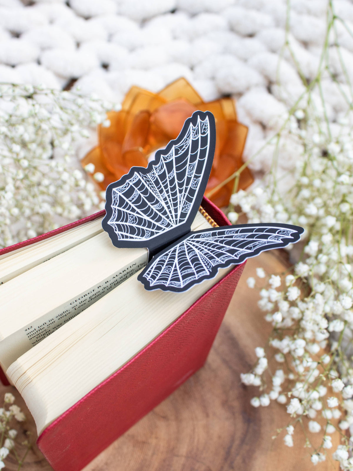 3D Spooky Spiderweb Butterfly Wings Die-Cut Bookmark