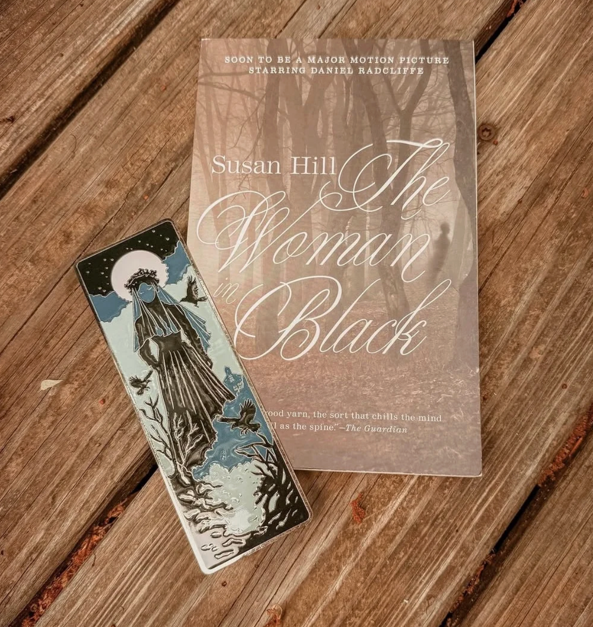 Horror Themed Woman in Black Veil Enamel Bookmark