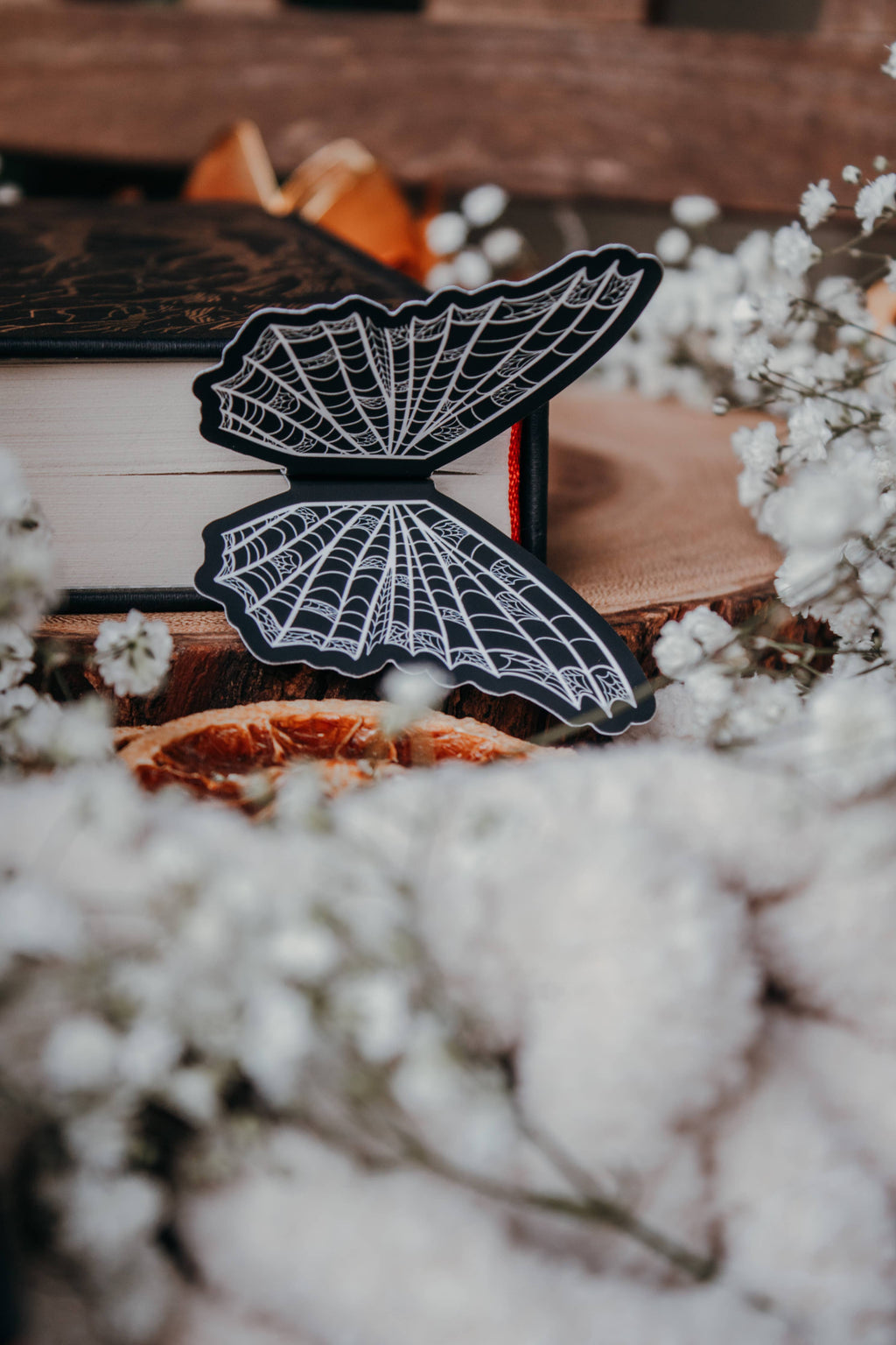 3D Spooky Spiderweb Butterfly Wings Die-Cut Bookmark