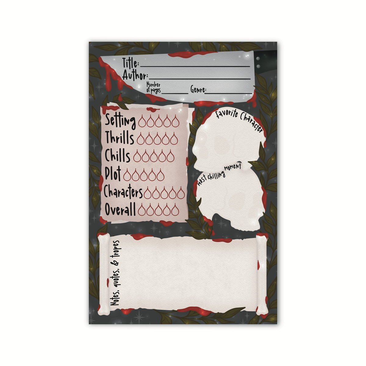 4x6 Book Review Post-it Notepad | Horror Reader