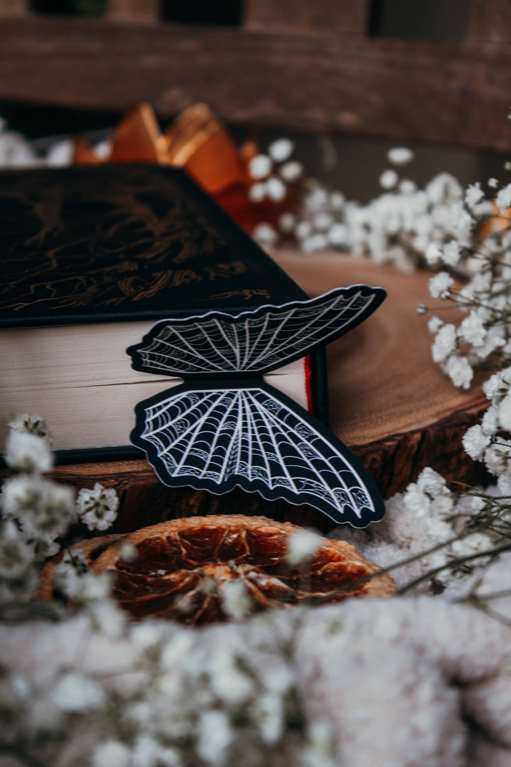 3D Spooky Spiderweb Butterfly Wings Die-Cut Bookmark