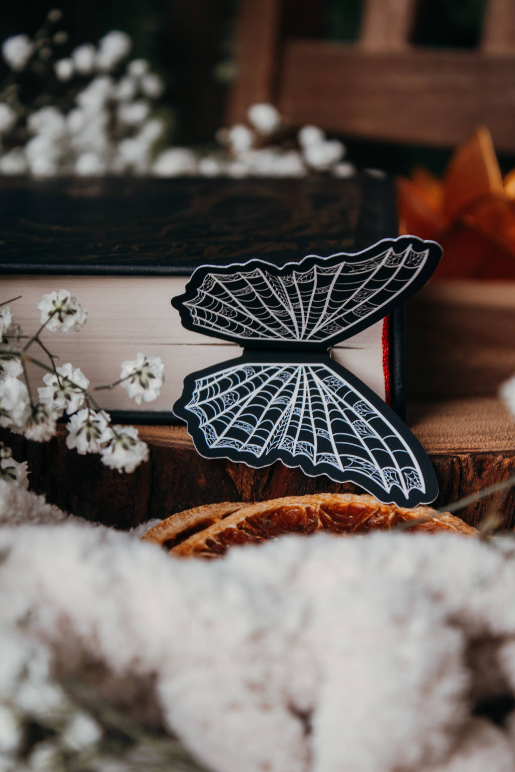 3D Spooky Spiderweb Butterfly Wings Die-Cut Bookmark