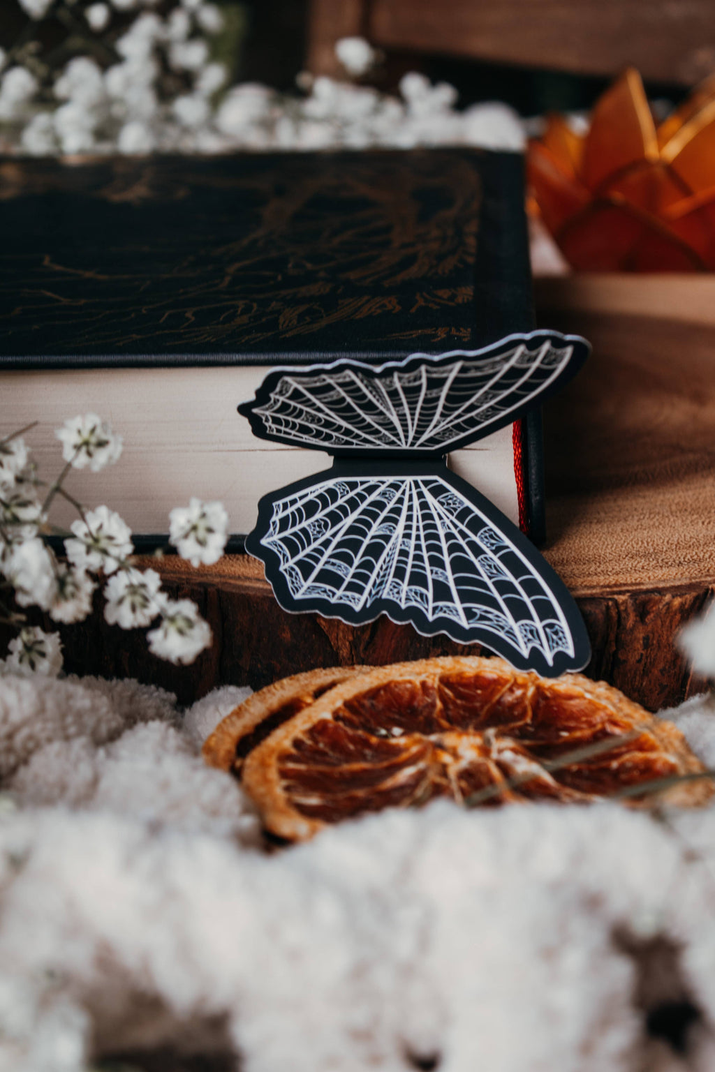 3D Spooky Spiderweb Butterfly Wings Die-Cut Bookmark