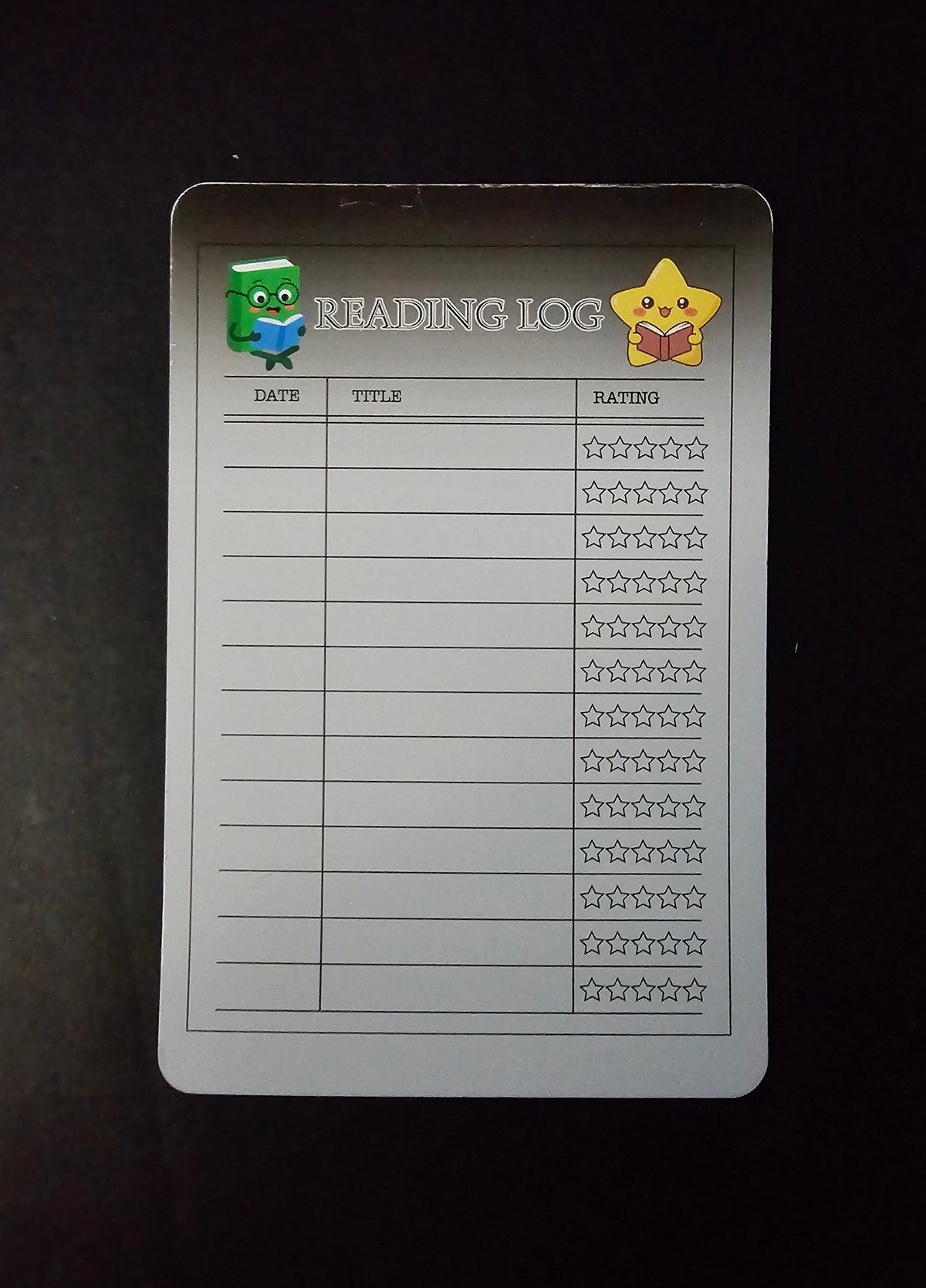 The Little Cryptlings Reading Log Card